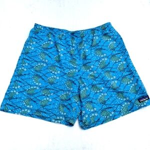 Patagonia Men's Baggies Shorts Longs 6.5" Hexy Fish Teal and Green Size Large